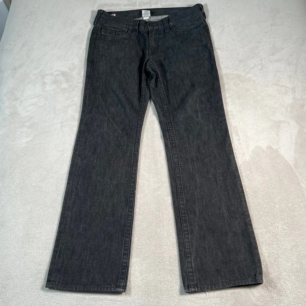True Religion Jeans Men's Size 36x34 Black Denim Ricky Straight Leg Made in USA